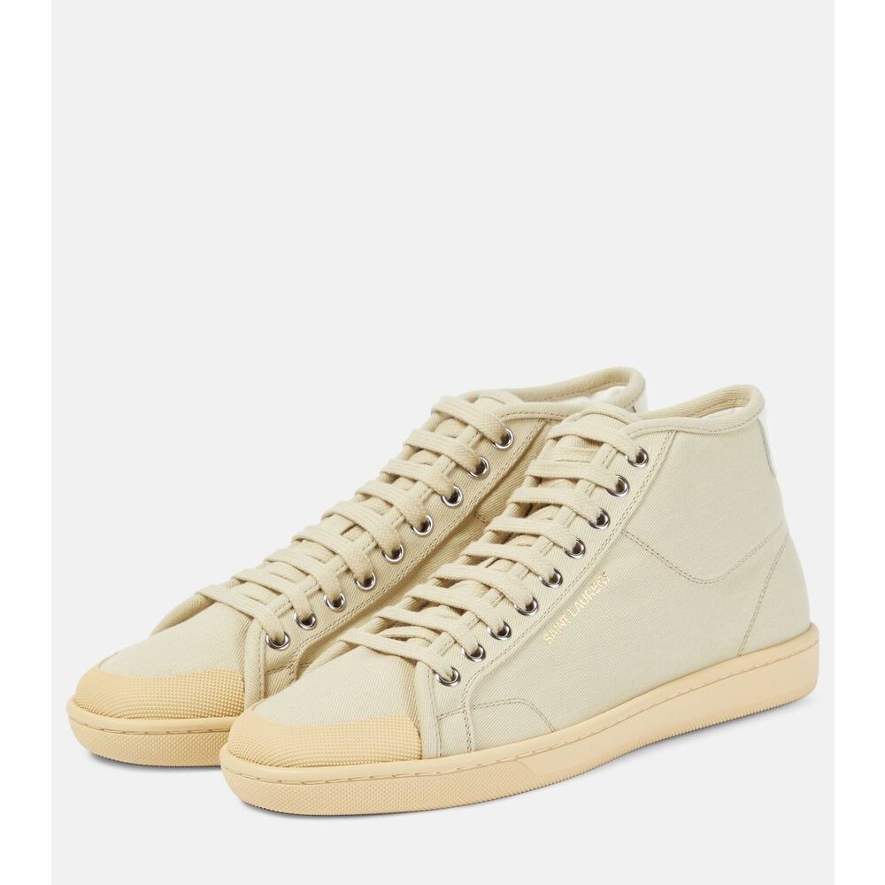 NEW Saint Laurent Court Classic SL/39 Beige Coffee Canvas High-Top Sneakers Luxe - Picture 5 of 16